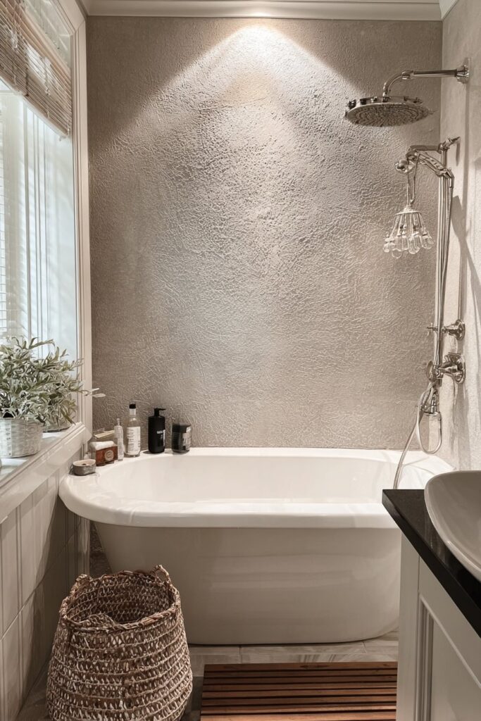 Textured paint and creative finishes in bathroom wall decor ideas