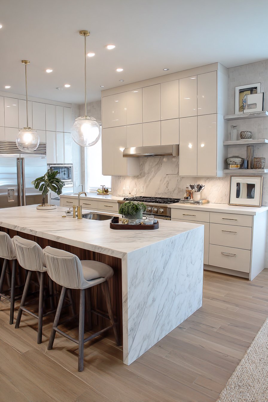 Functional kitchen prep zone with spacious counters and modern styling