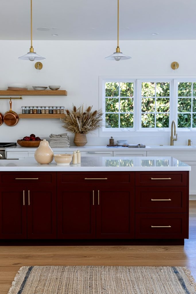 Ceramic pear-shaped cookie jar and salt and pepper shakers styled on a modern kitchen counter