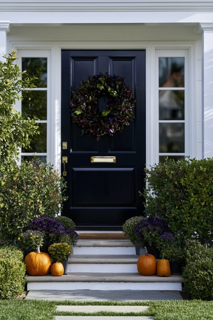 Simple, uncluttered fall porch styled around one focal point