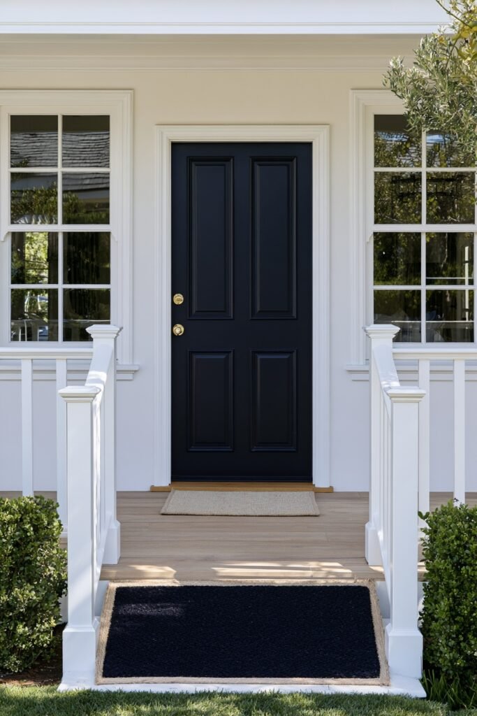 Clean, swept fall porch with railings wiped down before decorating