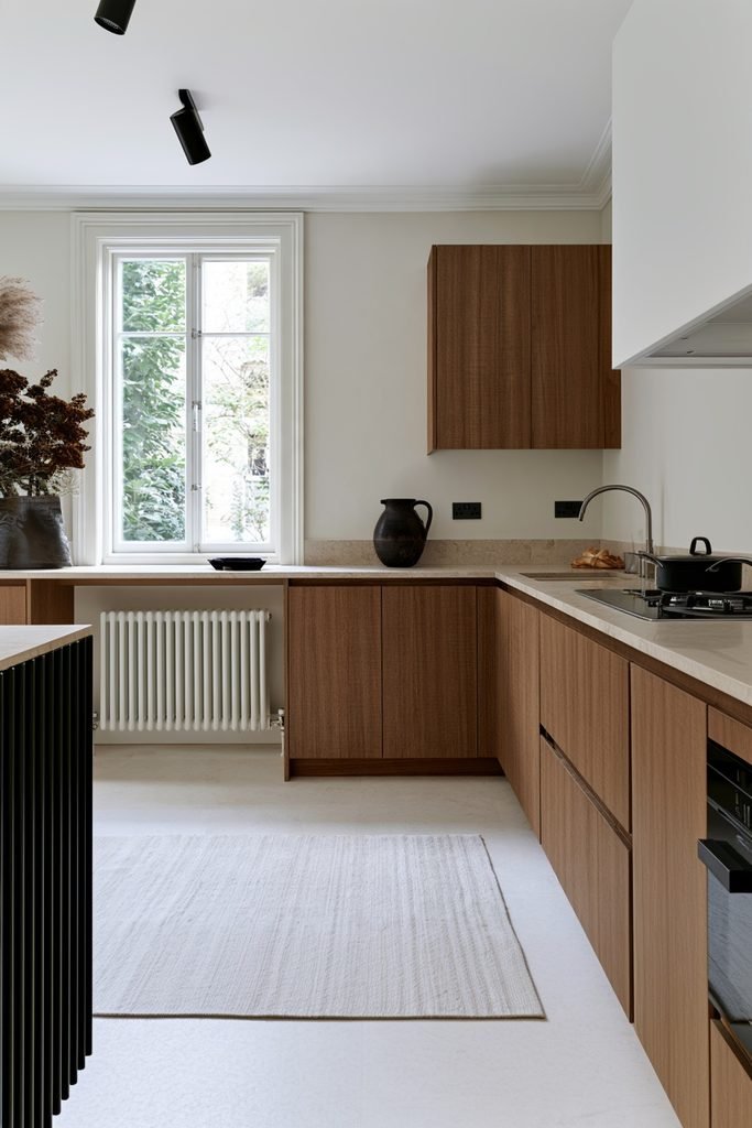 Kitchen radiator cover with a heat-resistant countertop extending available counter space